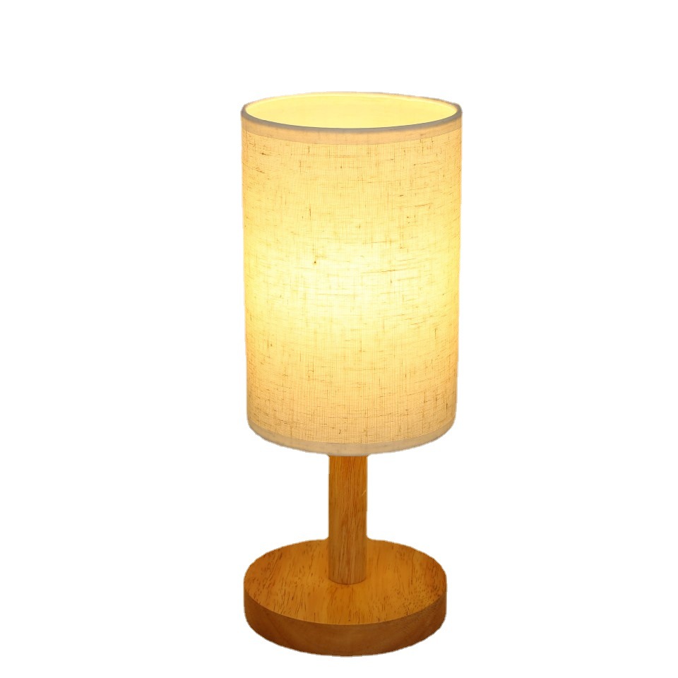 Piccola lampada da scrivania USB Lampada creativa nordica Lampada da comodino in legno massello con stampa su tessuto per celebrità Internet Camera da letto Studio Comodino_voghion.com