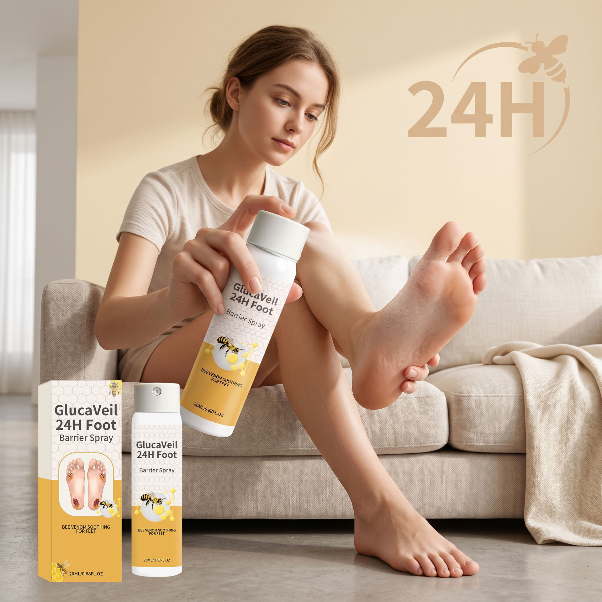 Bee Venom Foot Care Spray Gentle Cleansing of Foot Skin, Comfortable Care, Refreshing Daily Care Spray