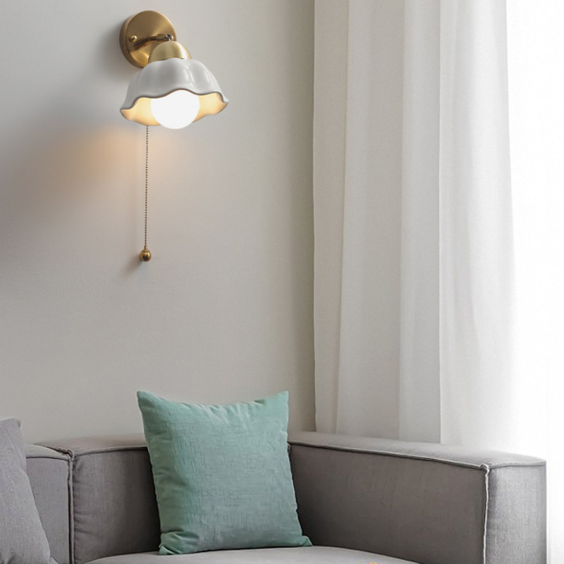 Lámpara de pared de cerámica medieval Lámpara de noche simple japonesa