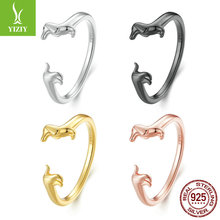 银姿韵原创爆款腊肠狗开口戒指多色可选 可爱动物925纯银小狗指环