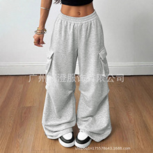 2025秋冬新款纯色多口袋系带休闲裤欧美亚马逊速卖通爆款女装裤子