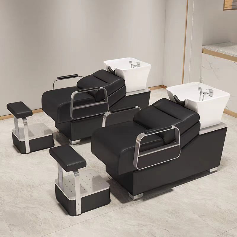 Barbería cama de metal reposabrazos de moda confortable sofá cuadrado sala de estilo barbería cama de lavado de pelo comercial