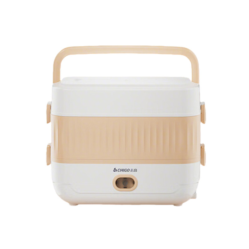 Chigo オフィスステンレス鋼電気弁当箱断熱加熱二層ミニポータブルハンドル電気弁当箱|undefined