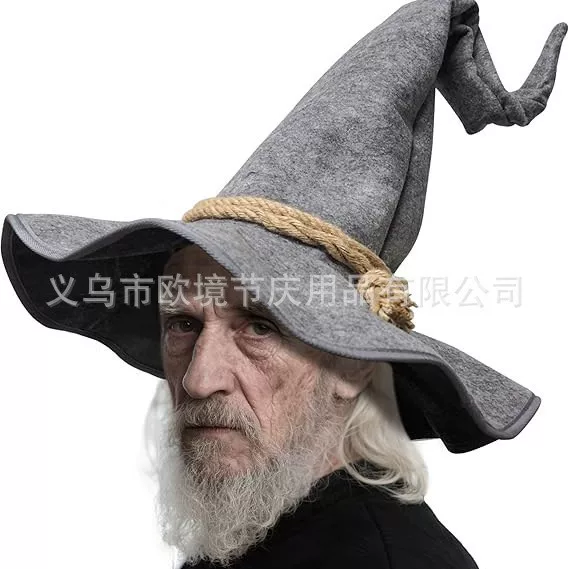 Gray Grand Mage Magic Hat Cross-Border New Style Gray Wizard Hat Stylish Gray Wizard Hat Halloween Hat