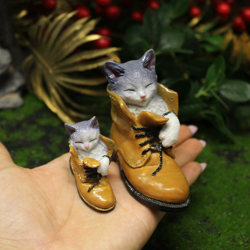 Микро-ландшафтный сад, искусственные милые кошачьи украшения, трансграничный экспорт, изделия из смолы, суккулентные растения, украшения в виде животных
