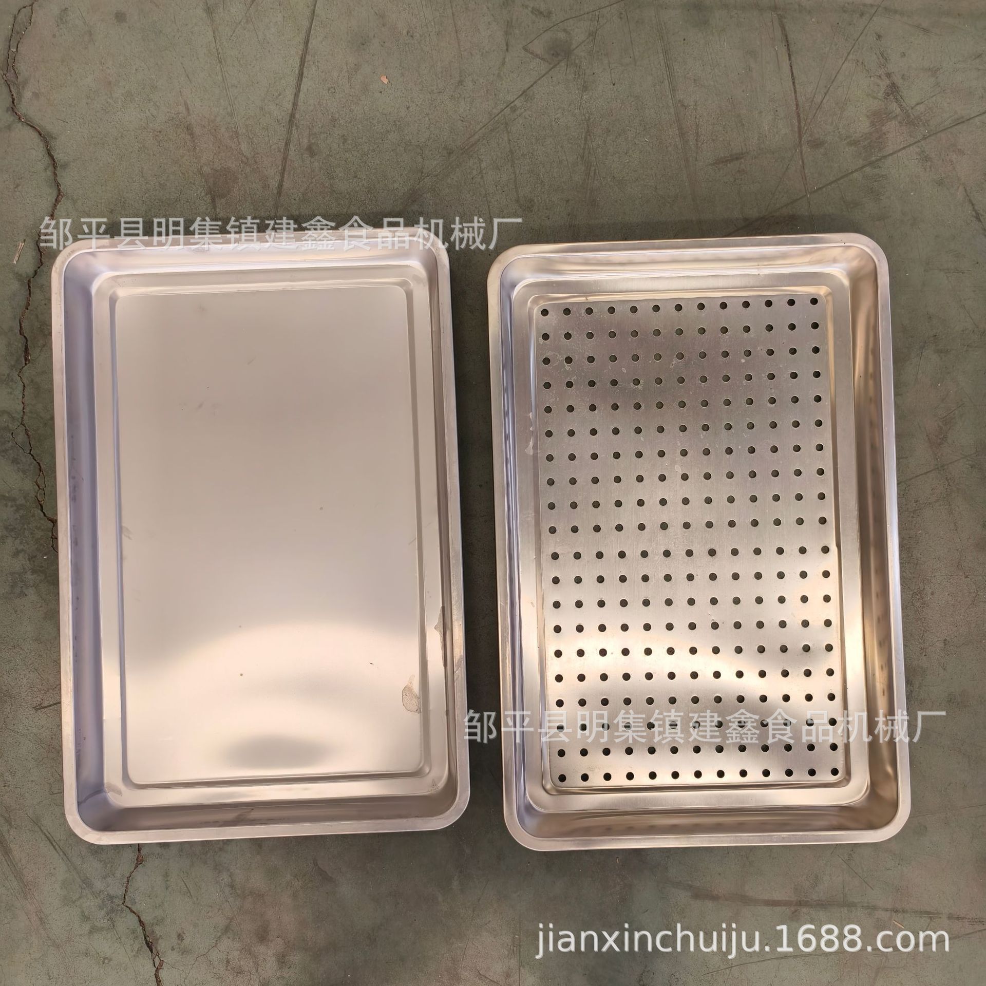 商用42-57冲压盘子不锈钢盘子馒头盘直角米饭盘