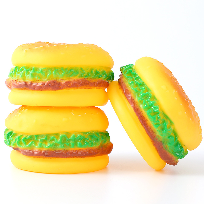 Mascota juguete de sonido en stock piptao vinilo hamburguesa muñeca perro simulación molar suministros para mascotas al por mayor