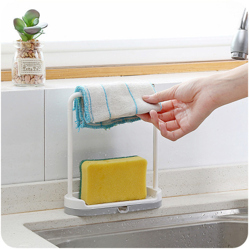 Creative punch-free towel rack desktop drain rack kitchen plastic countertop rag towel storage rack