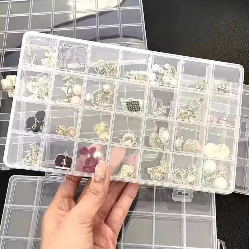 Jewelry Box with Multiple Compartments for Transparent Earrings, Ear Studs, Hairpins, Wax Seal Storage, and Necklace and Earring Storage Box