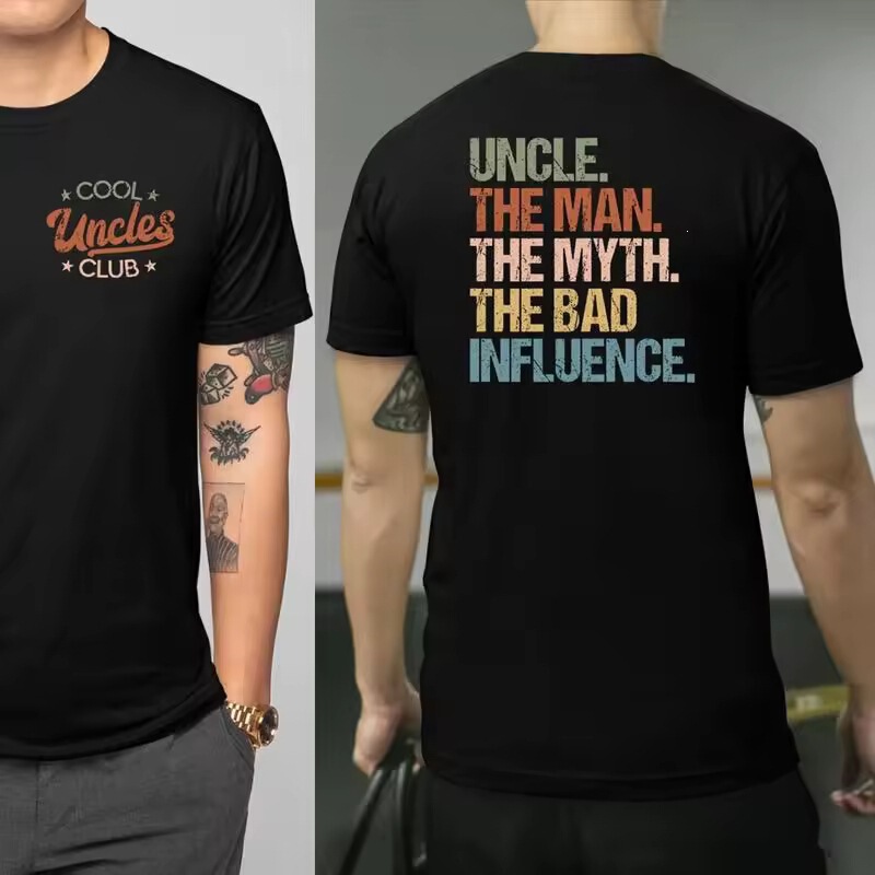 Cross-Border European and American Trendy Cool Shirts Club Uncle Bad Uncle Best Men's Influence 	 Men's Short-Sleeved T-Shirt