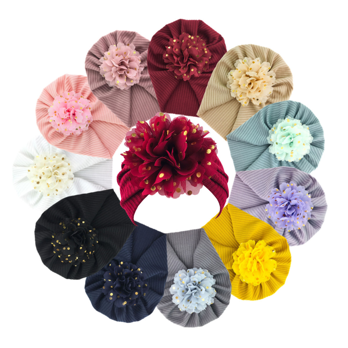 Style Simple Couleur Unie Fleur Chiffon Beanie display picture 1