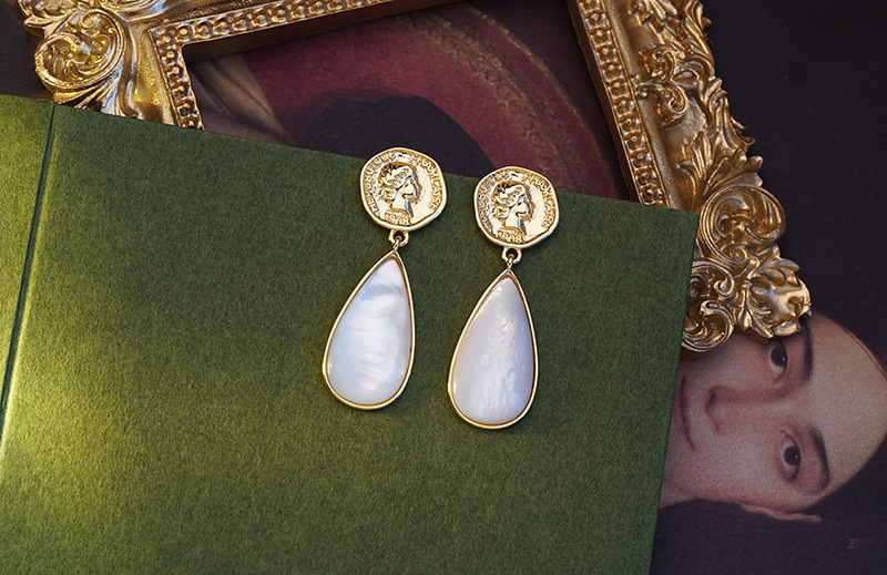 Retro Water Droplets Copper Inlay Zircon Drop Earrings 1 Pair