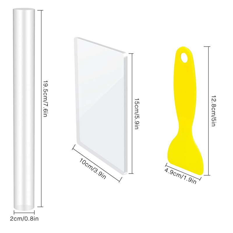 Transfronterizo de acrílico transparente de barro tablero de presión palo rodante arcilla plana frotamiento tira marioneta herramienta de producción hecha a mano