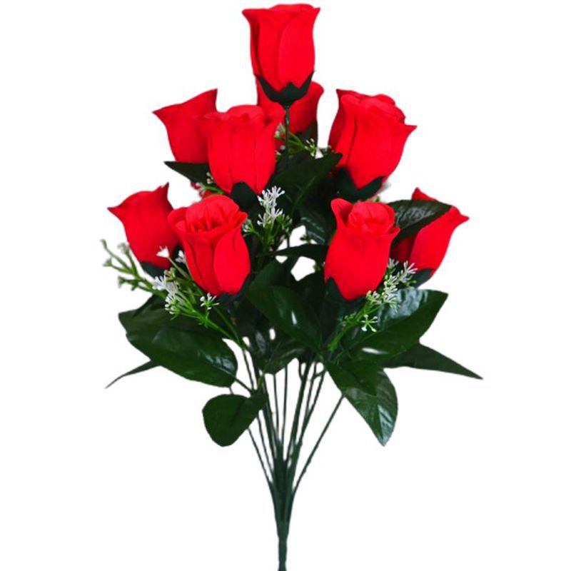 Fábrica de artesanía de Zhaoping al por mayor ramo de rosas de simulación 12 franela ramo de flores falsas de boda de rosas