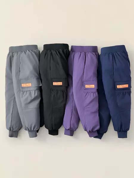 Children's down Pants 2025 New Solid Color Workwear down Pants Medium and Large Children Boys and Girls Warm Thickened White Duck down