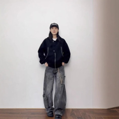 秋季潮牌情侣外套连帽衫男女同款卫衣痞帅慵懒风早秋中性风外套