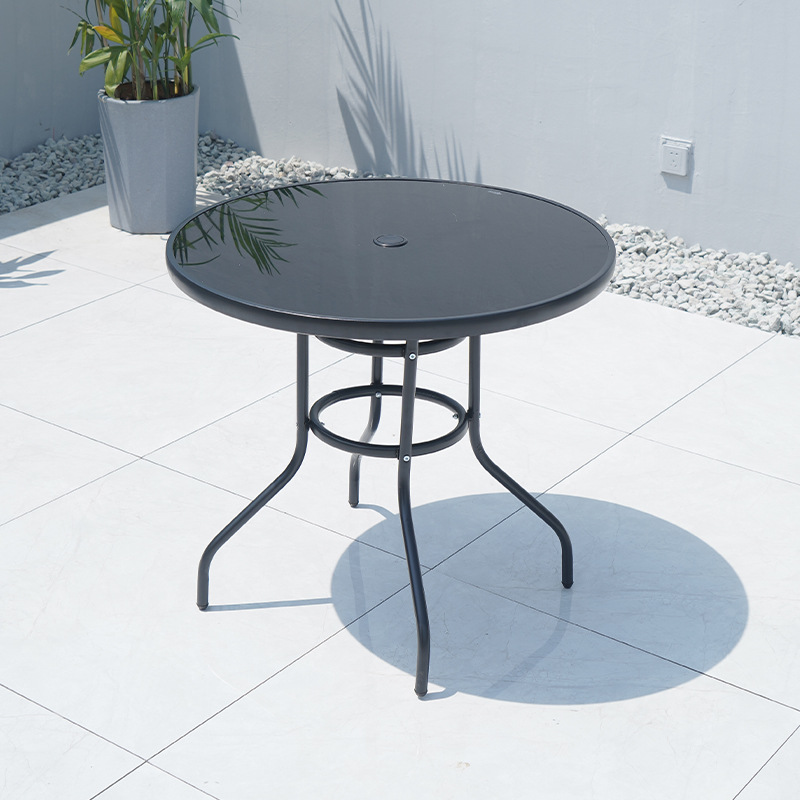 Mesa al aire libre y silla Silla de ratán silla con paraguas tres o cinco piezas conjunto patio balcón acampar al aire libre té ocio respaldo combinación de mesa y silla