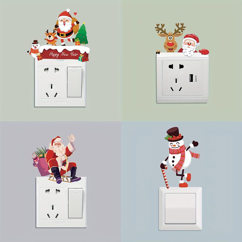 8g Weight Wall Sticker Home Textiles & Decor Type PVC Material Christmas Festival Christmas Tree, Snowman, Elk Pattern Cute Style Christmas Cute Christmas Tree Snowman Elk PVC 无