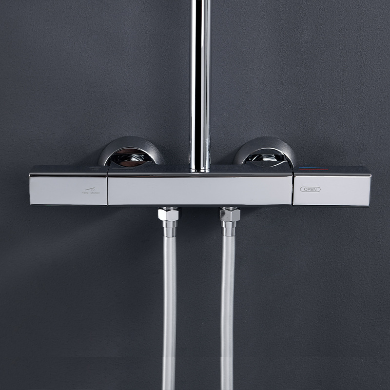 Pistola gris doble manija doble control ducha cabeza traje hogar cobre baño boquilla ducha baño grifo