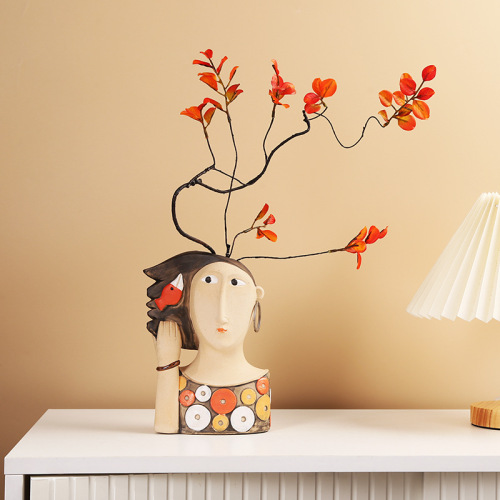 Personalized Hand-painted Western-style Abstract Ceramic Vase Decor with Creative Light Luxury Ceramic Ornament Craft