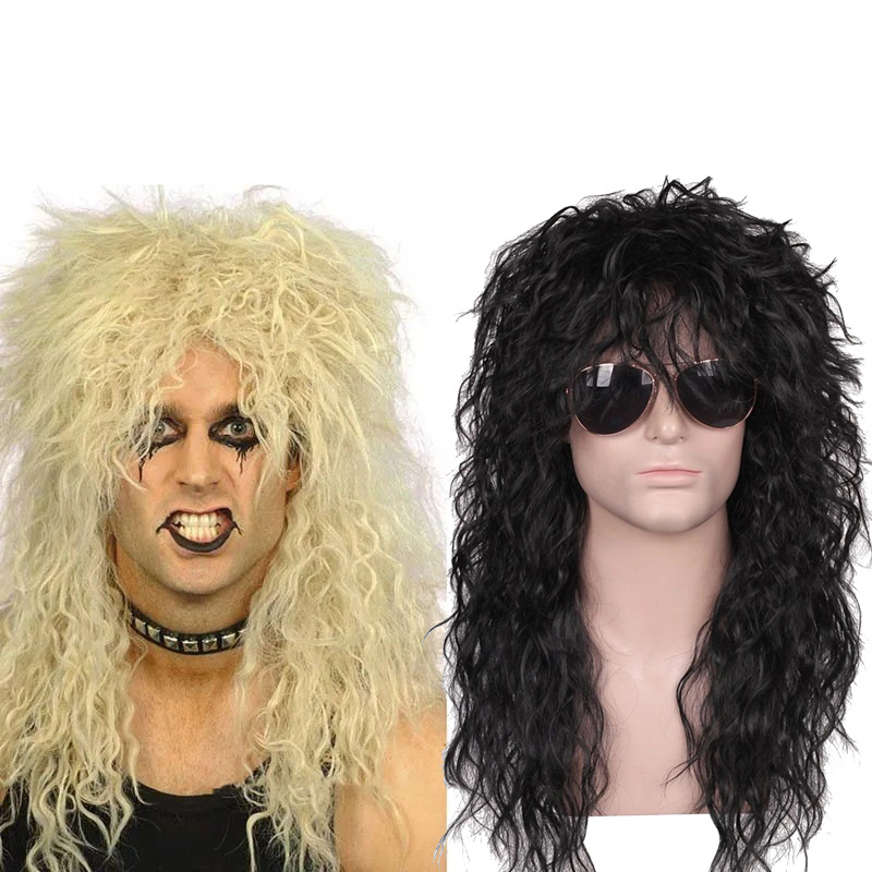 Halloween Punk COS Wig Heavy Metal Disco Party Michael Jackson Rock Wig Headset