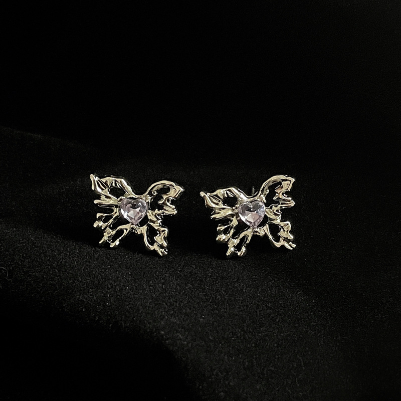 Fashion Butterfly Alloy Inlay Zircon Ear Studs
