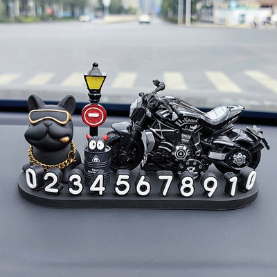 Nömrəli dayanma kartı: number sign, personalized interior decoration - black-french-bulldog-streetlight-oil-drum-demon-cruise-black-3d-o-style
