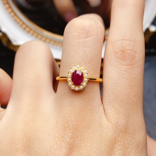 New natural ruby ring S925 silver inlaid main stone 4*6mm Joker net red explosions women's jewelry wholesale