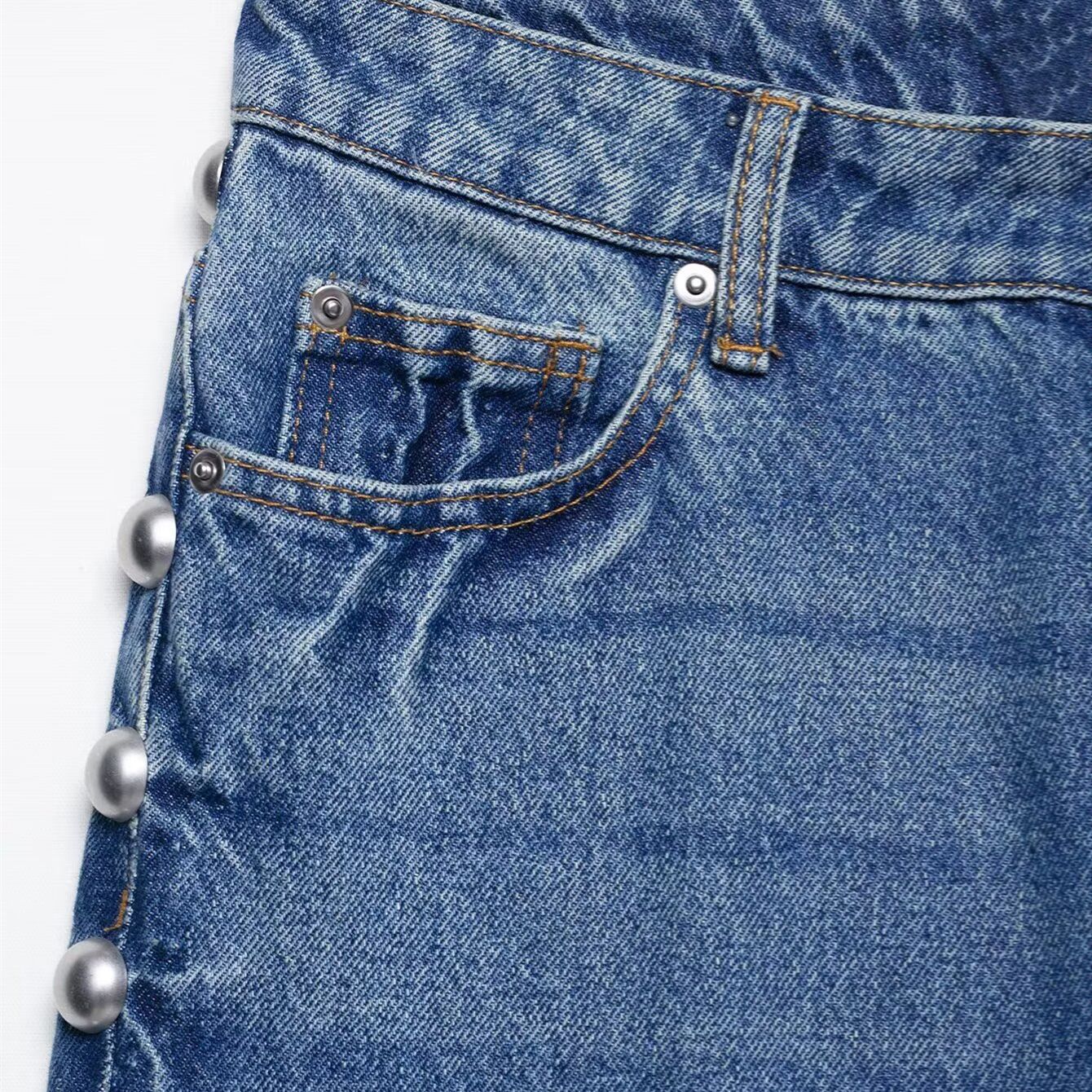 Women's Clothing Casual High-Waisted Straight Leg Jeans For Women Summer Metal Rivet Embellished For Formal & Casual For Women_ecoleips.com