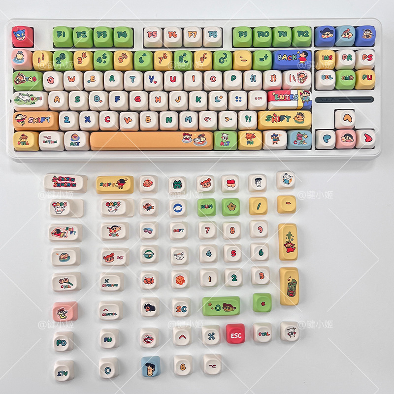 クレヨンしんちゃんをテーマにしたキーキャップ、5面昇華型PBTMOA、機械式キーボードに適した非常にかわいい丸いキーキャップ|undefined