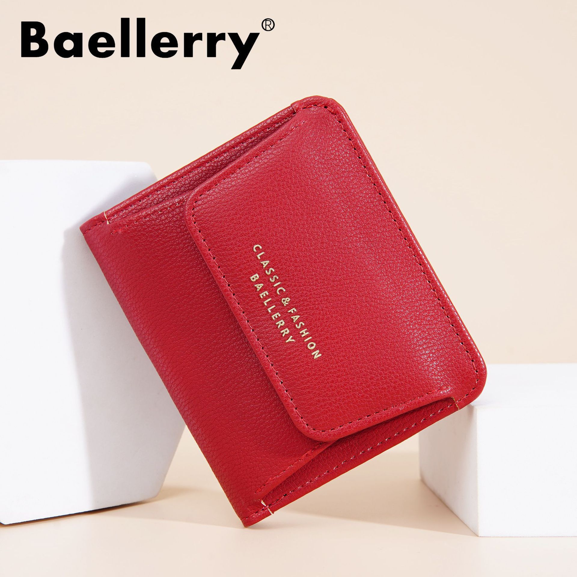 Women's Minimalist Short Buckle Coin Purse, Fashionable Slim Japanese Style Card Holder_voghion.com