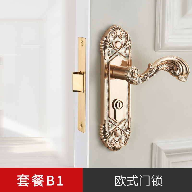 Evergrande PVD oro sola lengua mudo de madera cerradura de la puerta interior dormitorio Hogar Universal habitación puerta cerradura manija de la puerta