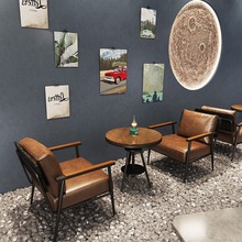 复古酒馆咖啡厅卡座沙发奶茶店甜品餐吧酒吧清吧桌椅组合餐厅商用
