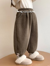 女童裤脚爱心灯芯绒加厚冬装新款儿童保暖冬季长裤宝宝百搭阔腿裤