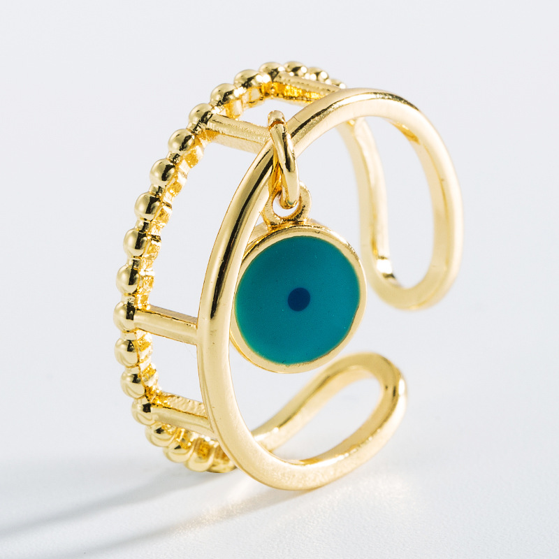 fashion geometric heart dripping oil copper micro-inlaid zircon ring