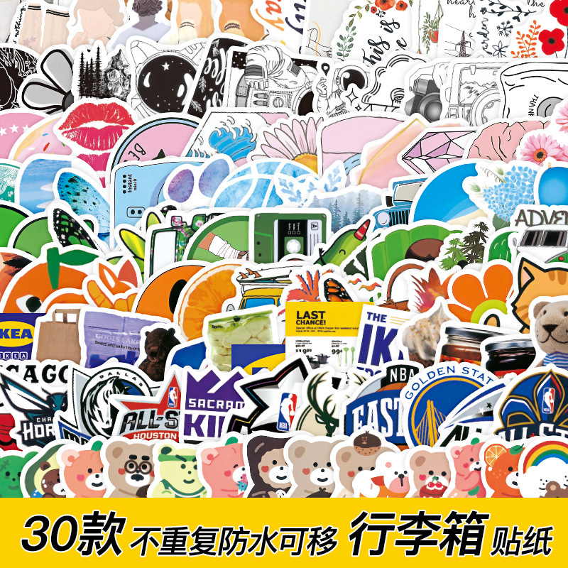 50 piezas no repetidas impermeable extraíble Amazon eBay popular caja de carro de dibujos animados lindo pequeño casco fresco pegatinas