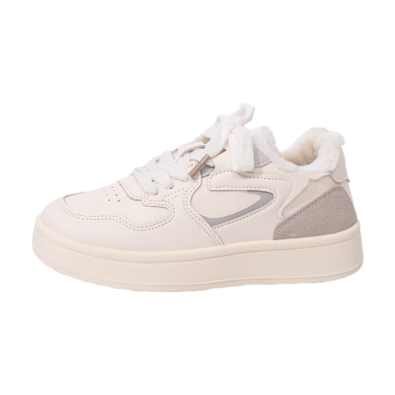 Baja fuerza de retroalimentación de color sólido zapatos casuales de invierno minimalistas de viento con cordón de algodón de estilo universitario zapatos de skate cálidos