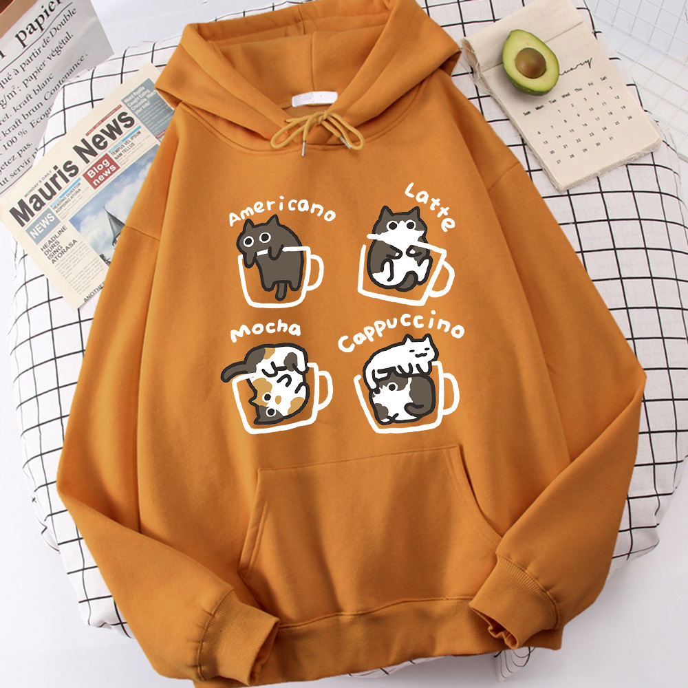 Five Little Cats Playing In The Cup Hoodies Male Set Harajuk