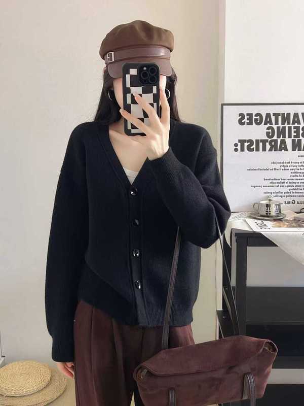 秋冬外搭开衫高级感针织外套女长袖上衣韩系穿搭慵懒风软糯毛衣女|undefined