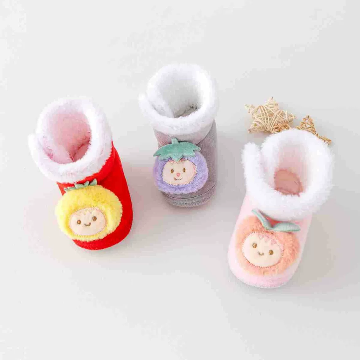 Осенне-зимние милые детские трубчатые ножки с отделкой Детские утолщенные теплые носки для малышей на флисовой подкладке, Нескользящие