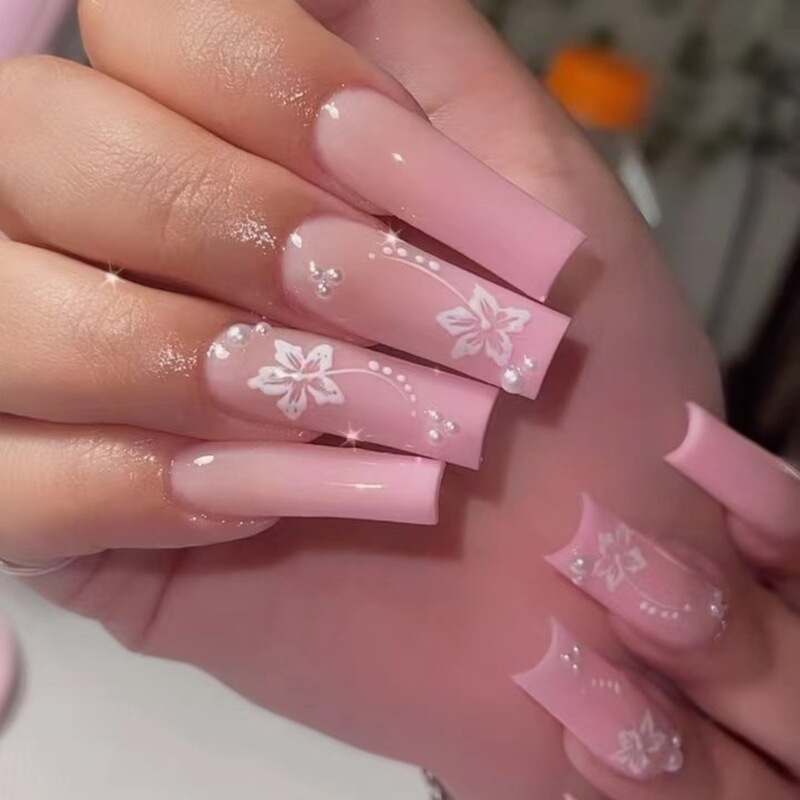 Strict selection nail wear nail patch star flower long coffin nail cross-border direct sales fake nail patch nails