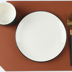 北歐素麵皮革八角形餐墊PVC防水餐墊防油西餐墊皮革餐墊桌墊盤墊