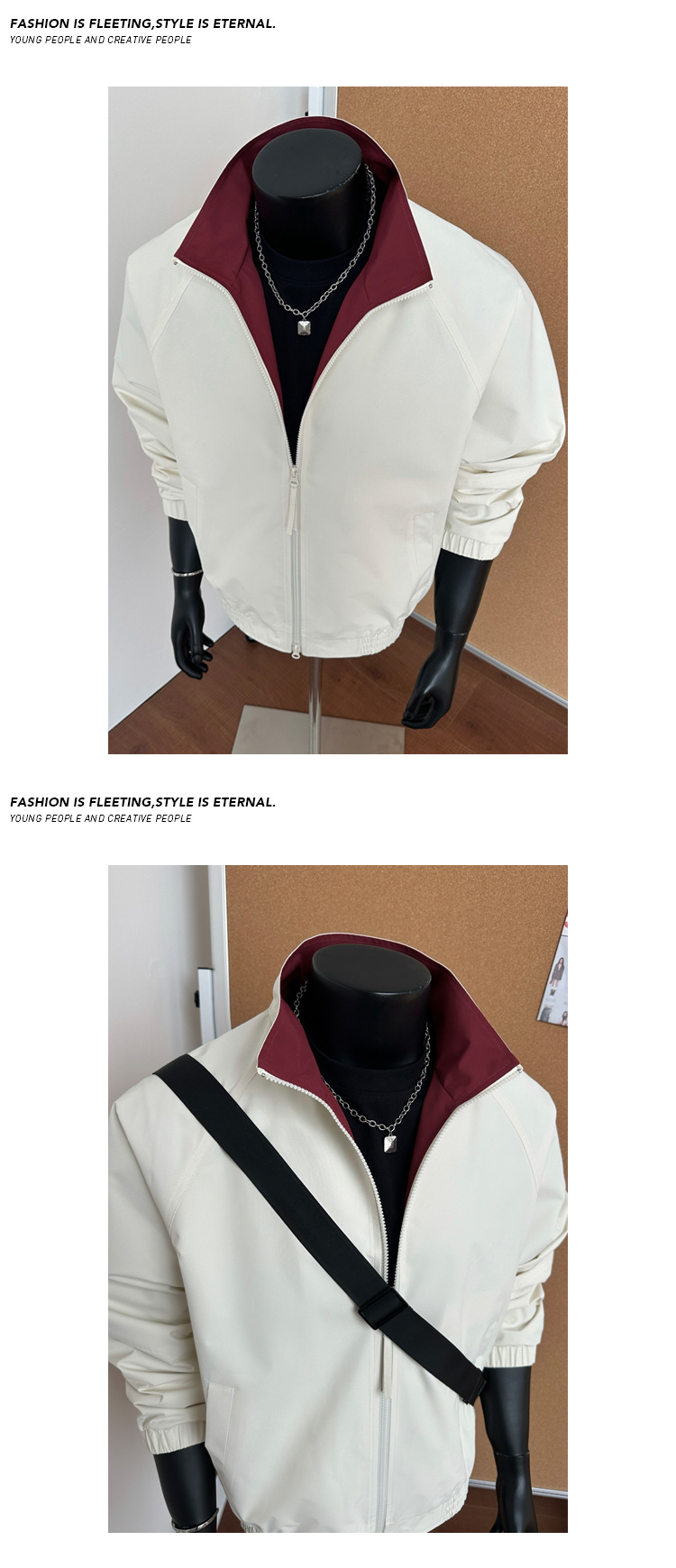 American-style Color-block Flight Jacket For Men, Spring Cleanfit Double-zipper Sports Jacket, Outdoor Three-proof_mkmklike.com