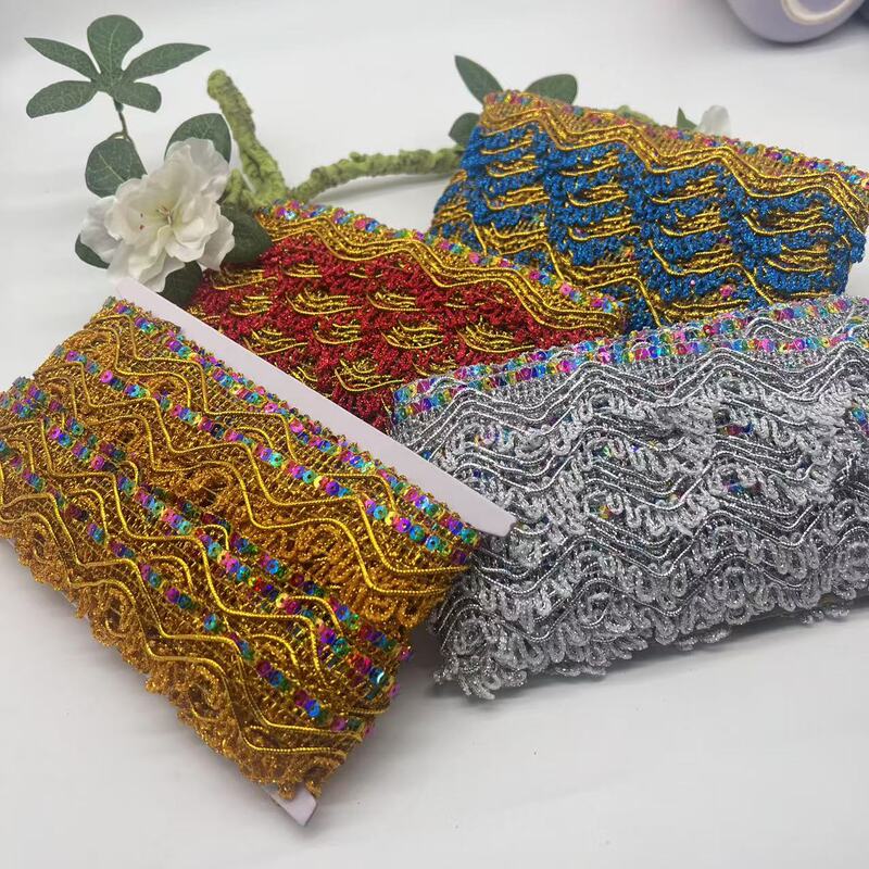 3cm Triangular Sequins Ethnic Colorful Pagoda Lace Trim for Clothing, DIY Multicolor Handmade Performance Decoration Accessories for Mid-Autumn Festival 3cm Triangular Sequins Ethnic Colorful Pagoda Lace Trim for Clothing, DIY Multicolor Handmade Performance Decoration Accessories for Mid-Autumn Festival