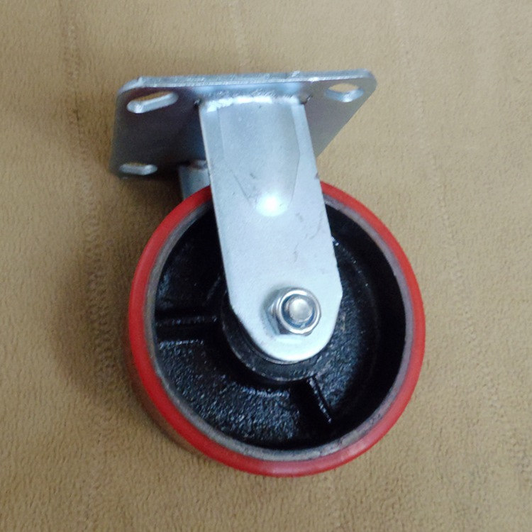 供应5寸 重型 铁芯聚氨酯 定向 脚轮 工业 PU 脚轮
