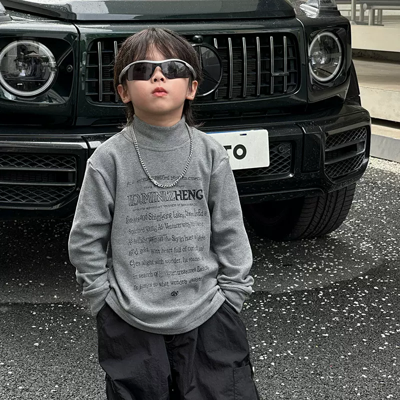 童装男童打底衫2025冬季新款儿童加厚内搭上衣大童秋冬保暖衣服潮