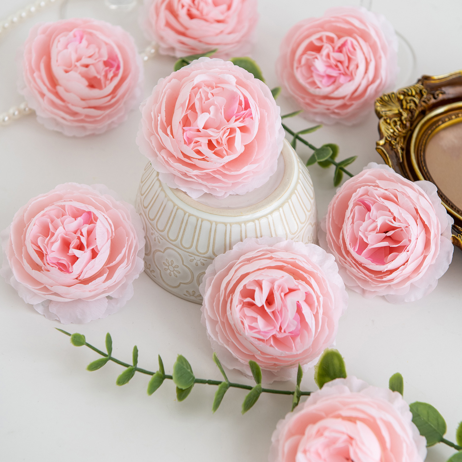 시뮬레이션된 모란 꽃 머리 직경 8cm 코어 팩 모란 꽃 도매 웨딩 꽃꽂이 의류 장식