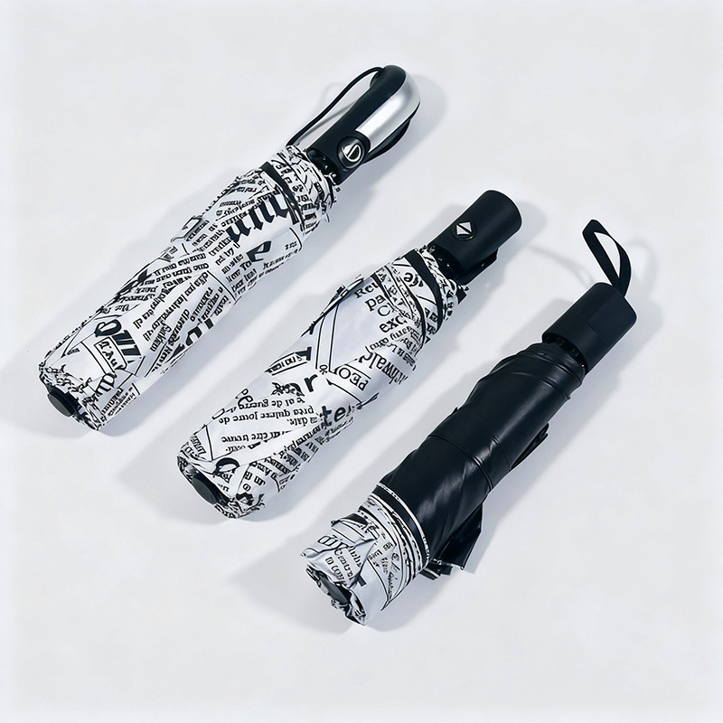 Men's and women's dual-purpose sun umbrella full-automatic folding newspaper umbrella personalized creative trend student umbrella retro umbrella Men's and women's dual-purpose sun umbrella full-automatic folding newspaper umbrella personalized creative trend student umbrella retro umbrella