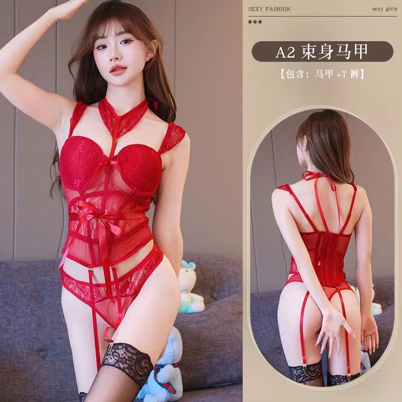 Adult Maid Cosplay Costume Set, Polyester Uniform Style, One Size, Red Belly Wrap — detail image 13