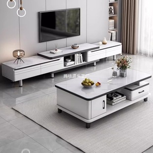 Tv Cabinet Modern Minimalist Living Room Home Small Apartment Floor-Standing Retractable 2025 New Coffee Table Tv Cabinet Combination